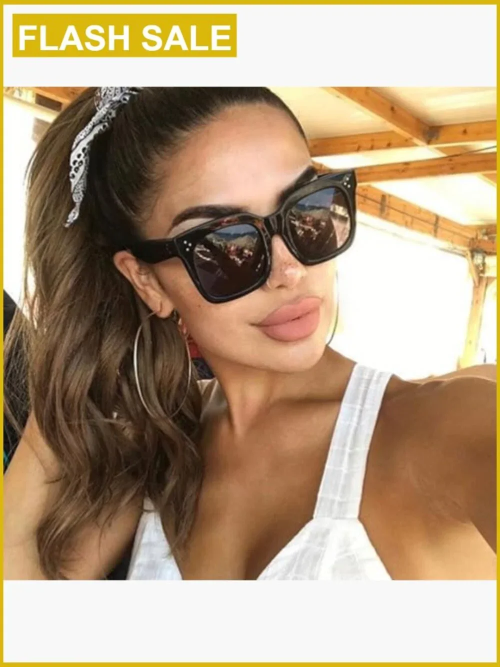 Oversized Square Sunglasses UV400 Flat Lens Retro Wrap Around